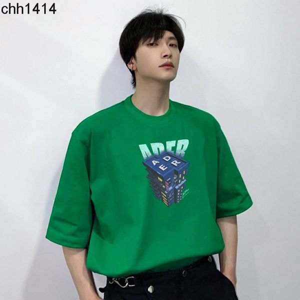 

ader error tee brand korean version wild high street loose men's couple botvegas venetas green short sleeve summer casual t-shirt trend, White;black
