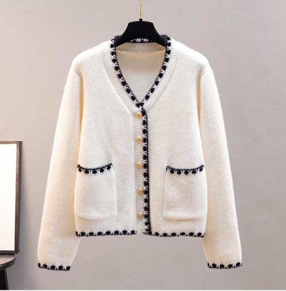 

new woman sweaters luxury designer korean elasticity long sleeve black v neck embroidery honey women sweater knitwear, White;black