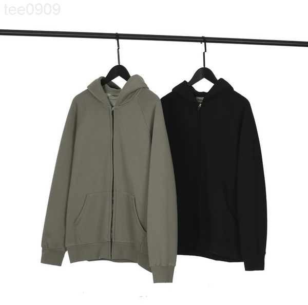 

hoodies double thread plush solid color cardigan zipper sweater jacket and women's loose casual jacket, Black