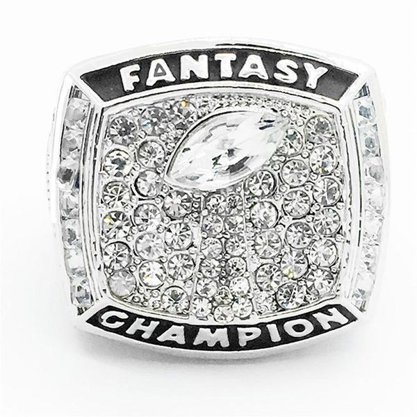

new arrival 2017 fantasy football team championship ring ffl exquisite football anel masculino for fan collection sp1274280p, Silver