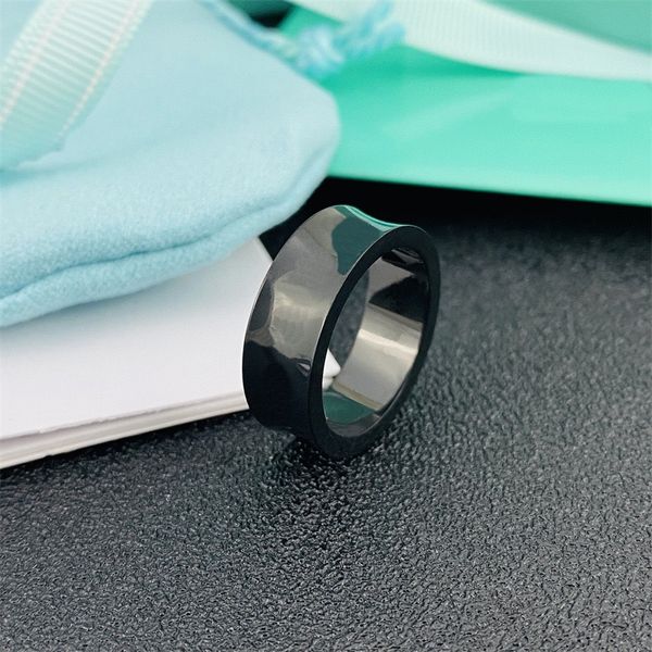 

black ring men and women designer arc ring classic fashion couple ring party wedding jewelry accessories christmas valentine's day gift, Silver