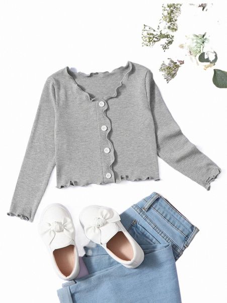 

others apparel toddler girls lettuce trim button front tee v1mc#, Black;white