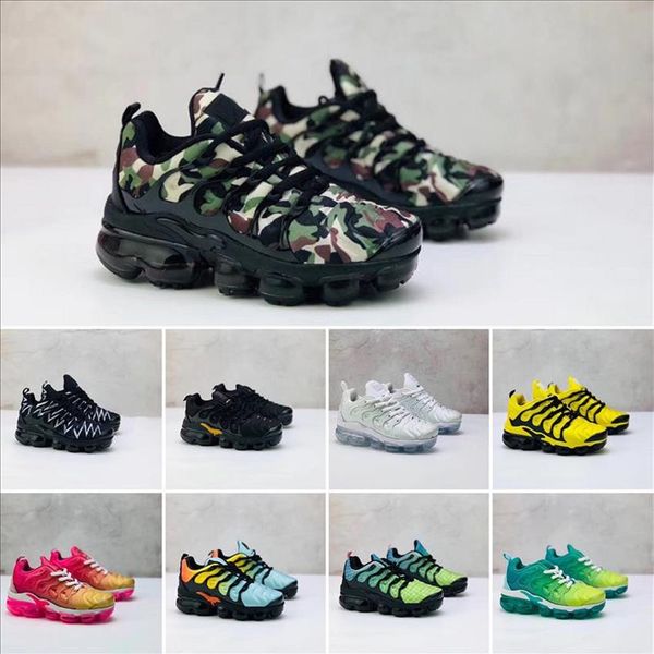 

2020 new chaussures kids tn plus running shoes infant big boys girls black white sports run plus tn shoes283m