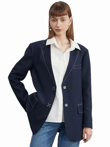 

women's two piece pants stitching flap detail blazer n3so#, White