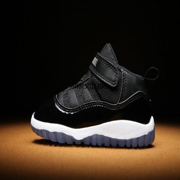 

gym red xi 11 toddler shoes bred space jam kids basketball sneaker concord gamm blue new born baby infant 11s shoes2654, Black