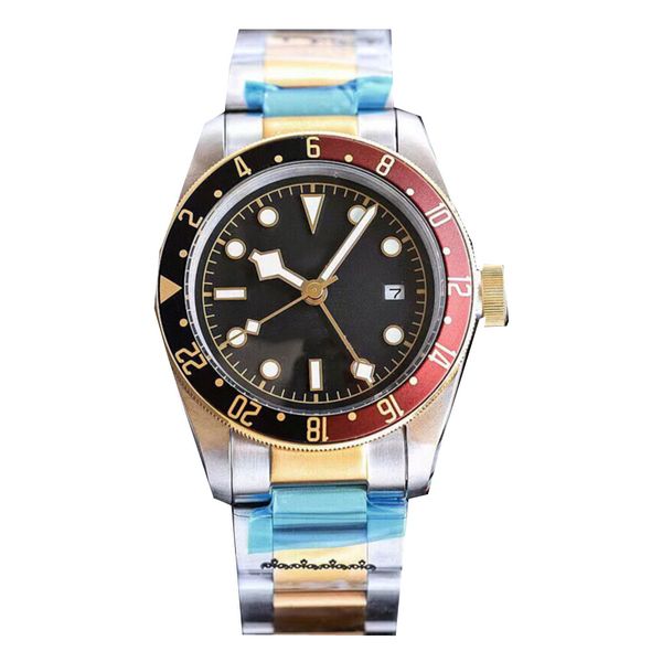 

mens watch automatic mechanical watches 42mm business wristwatch stainless steel waterproof montre de luxe strap adjustable self-wind wristw, Slivery;brown