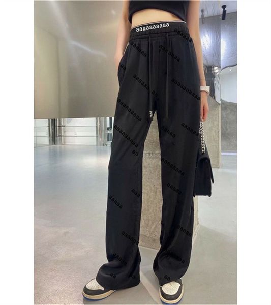 

women's pants flocking print wide leg trousers with rope inlaid diamond straight tube loose, Black;white