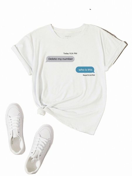 

women's t-shirt slogan graphic short sleeve tee b40i#, White