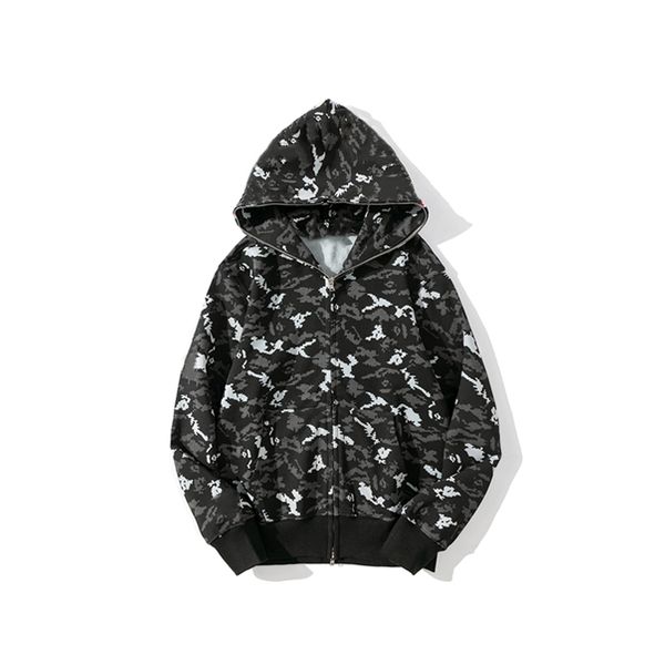 

designer mens hoodies crafted tiger full zip hoodie jacket stylist men women color grid harajuku sweatshirt fashion co-branding reflective s, Black