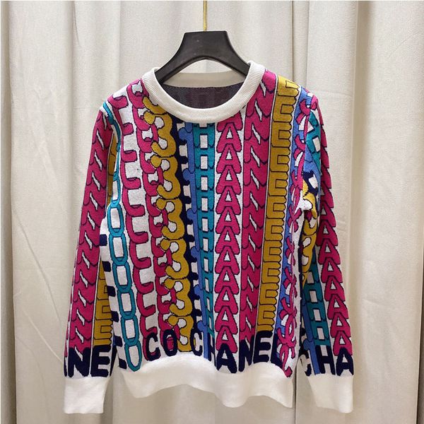 

2022 autumn women's sweaters winter color letter sweet pullover new o-neck long sleeve contrast knit jumper, White;black