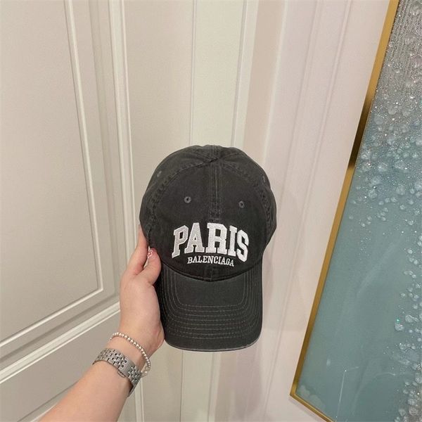 

hat original caps high version of european and american paris b family cap 22 summer new style worn edge b letter baseball cap, Blue;gray