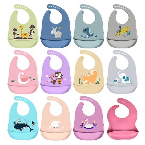 

bibs burp cloths cartoon animal baby waterproof soft silicone girl boy feeding stuff printed adjustable kids children apron 220906