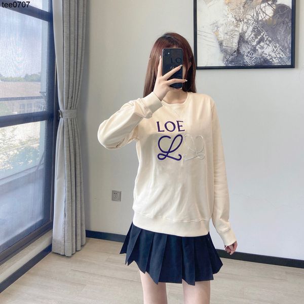 

high version tide brand lofw hoodies loe22 early autumn new front letter embroidered casual long sleeve sweater, Black