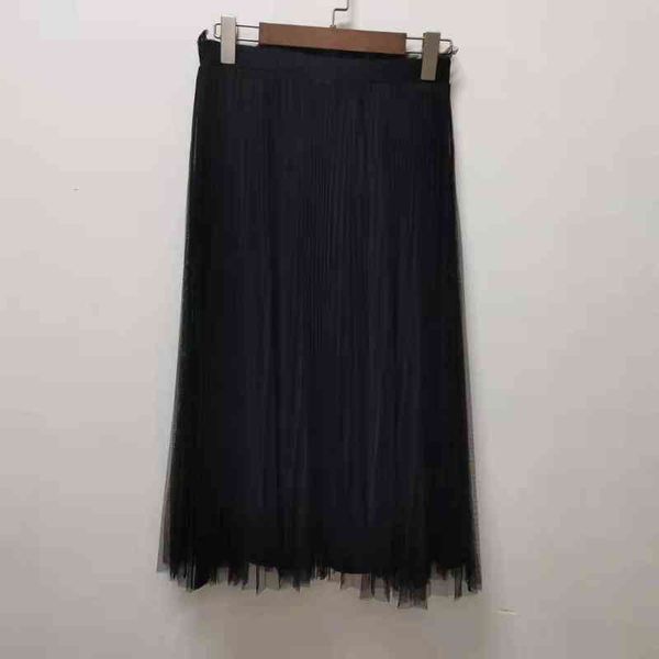 

skirts fadan mo early autumn high waist thin mesh pleated skirt, Black
