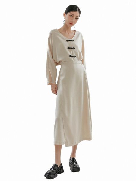 

two piece dress dazy solid button front blouse & skirt r5wu#, White