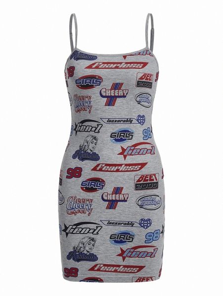 

casual dresses letter & figure graphic bodycon dress w497#, Black;gray