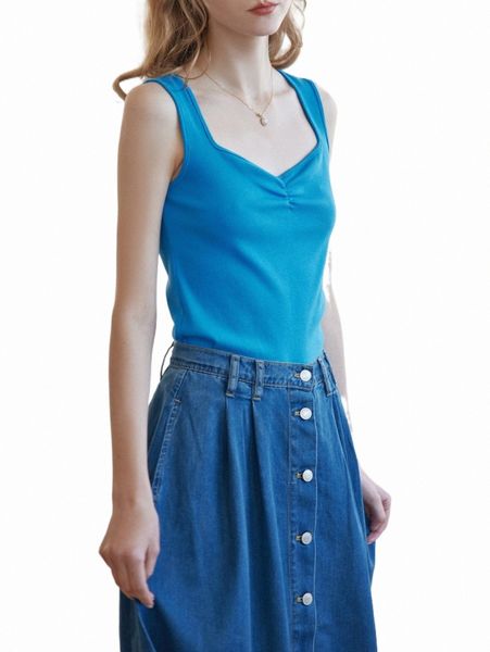 

women's tanks & camis simple retro solid ruched ribbed knit tank o0uq#, White