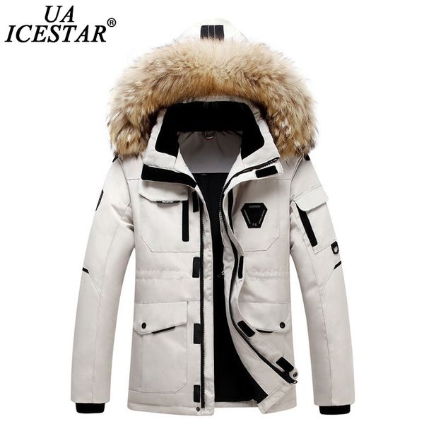 

men's down parkas winter warm men down jacket windproof waterproof hooded fur collar coat men jacket fashion casual down jackets men 22, Black