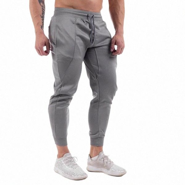 

men's pants sell solid gym training jogging pants men fitness joggers running male bodybuilding basketball sweatpants men's 305y#, Black