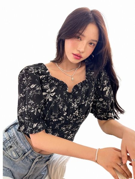 

women's blouses & shirts dazy ditsy floral frill trim flounce sleeve blouse 49go#, White