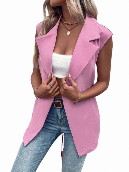

women's two piece pants lapel collar belted vest blazer i8fc#, White