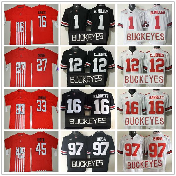 

ncaa college ohio state buckeyes football jerseys 1 braxton miller 12 cardale jones 15 ezekiel elliott 16 j.t barrett 97 joey bosa johnson g, Black