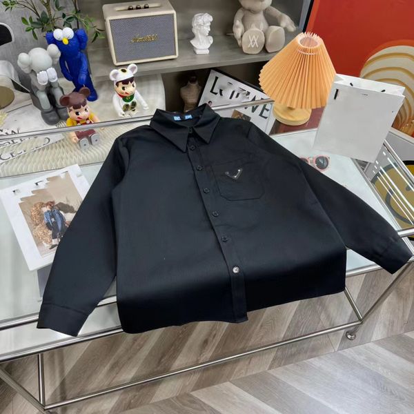 

designer version shirt handmade prad 2022 autumn and winter new triangle black men's and women's shirts, Gray;blue