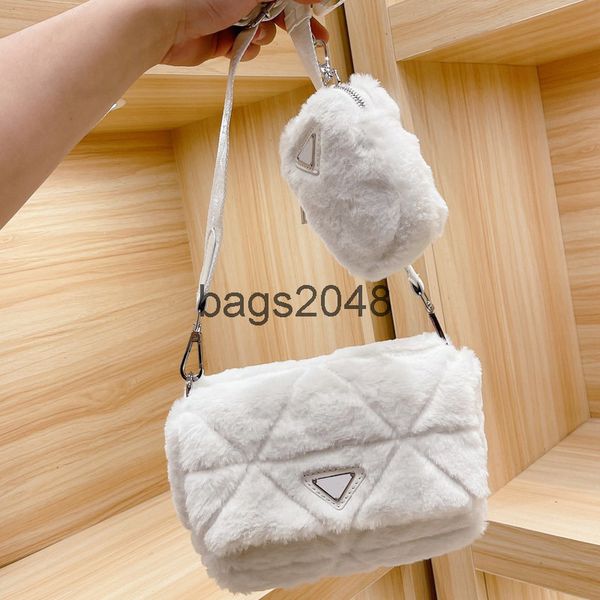 

evening bags women crossbody purse prads handbag wallet plush axillary bag fashion plain embroidered shoulder strap letter hasp two piece se