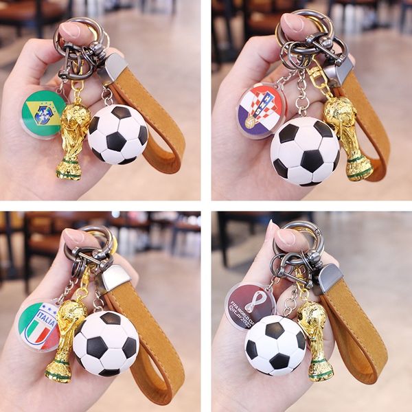 

football keychain 2022 qatar world cup souvenir flag fans event gift football keychains pendant unisex, Silver