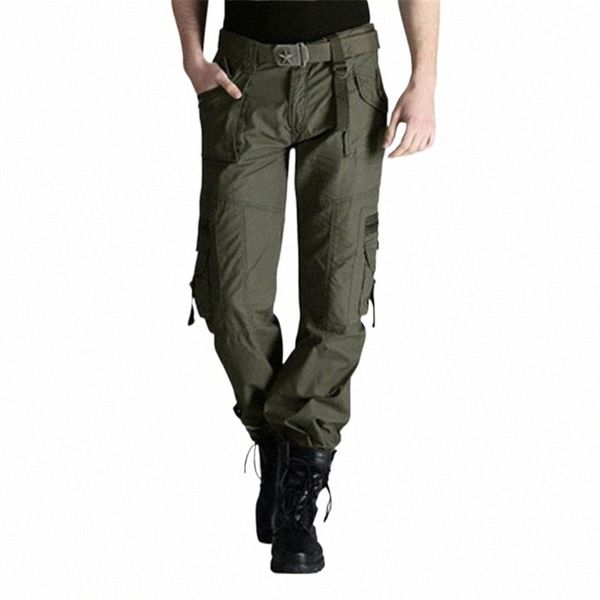

men's pants men's pants 2021 cargo men outwear multi pocket tactical military army straight slacks trousers overalls zipper p81v#, Black
