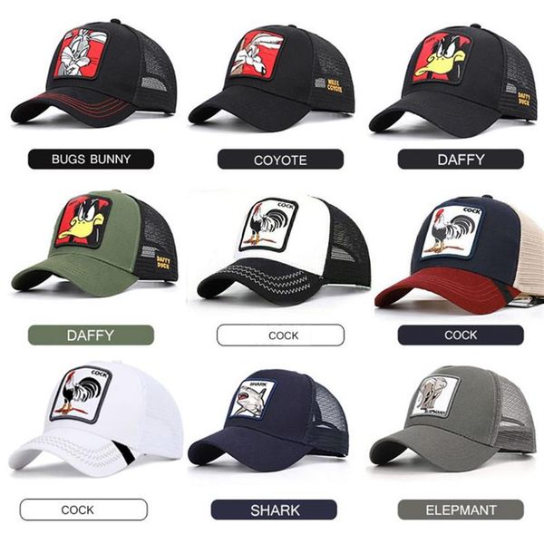 

fashion animals embroidery baseball caps men women snapback hip hop hat summer breathable mesh sun gorras streetwear bone270v, Blue;gray