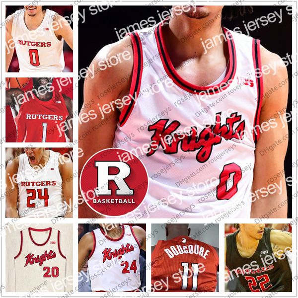 

college basketball wears custom rutgers scarlet knights 2020 basketball 0 geo baker 24 ron harper jr. 1 akwasi yeboah 15 myles johnson men y, Black