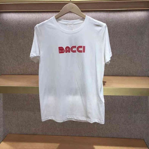 

women's t-shirt fadan 's spring and summer women's wear round neck solid color letter print simple t-shirt casual flocking t, White