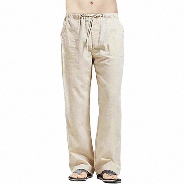 

men's pants summer autumn linen men's sports pants long mid waist cargo trousers solid plus size 5xl male oversize streetwear 2021, Black