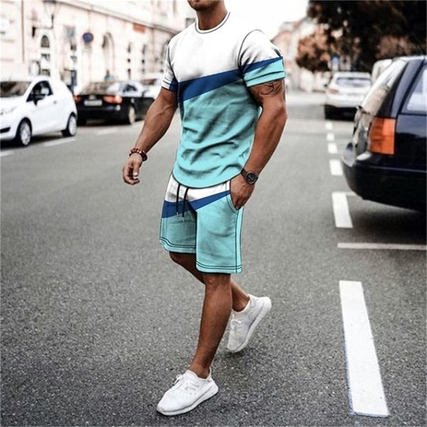 

men's tracksuits summer streetwear men set tracksuit for man oversized clothes 3d printed t shirt shorts sportswear mens tshirts fashio, Gray