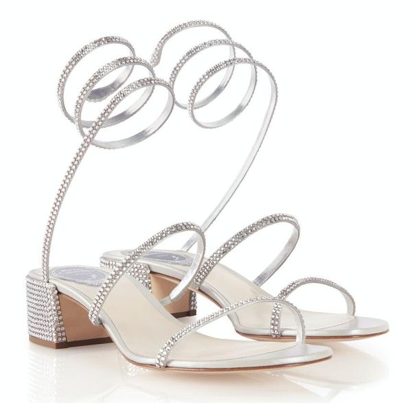 

brand designer cleo sandals shoes women caovillas low-heeled romance glitter sole party wedding lady renes spiral strappy gladiator sandalia, Black