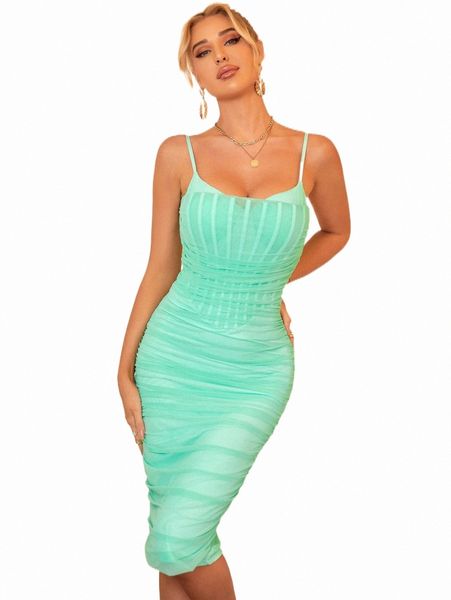 

casual dresses parthea boning ruched mesh bodycon cami dress m6wa#, Black;gray