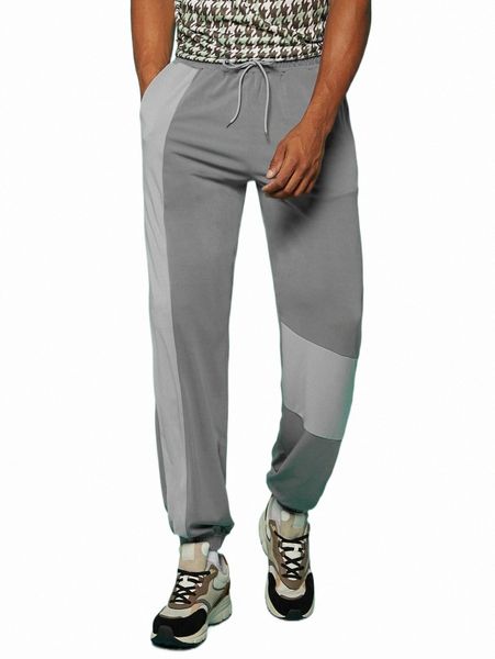 

men's pants men two tone drawstring waist sweatpants g5qv#, Black
