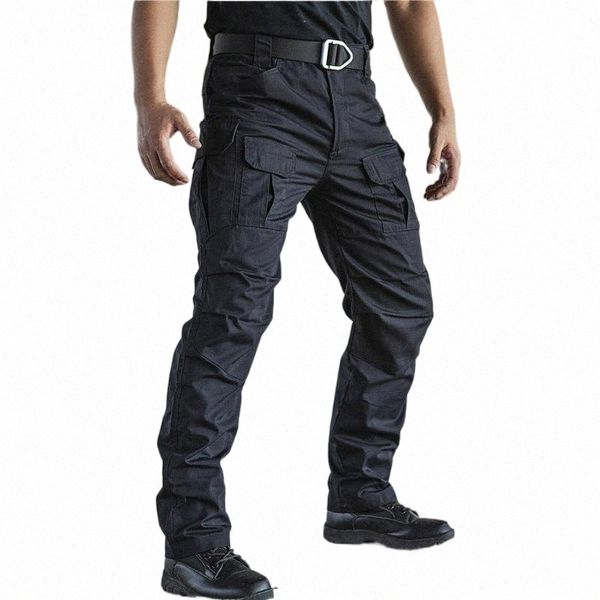 

men's pants men's pants multi-pocket tactical men waterproof combat joggers male swat cargo anti-pilling stretch work trousers hom, Black