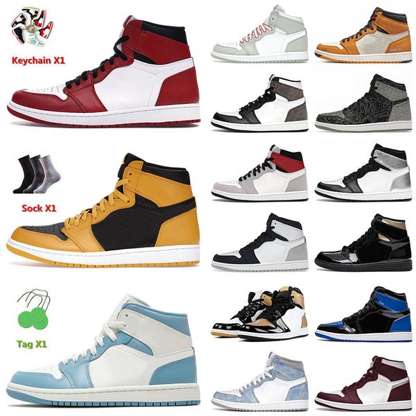 

2022 new arrival mens basketball shoes 1 1s chicago mid university blue fragment denim carbon fiber hyper royal grey j1 trainers sports snea