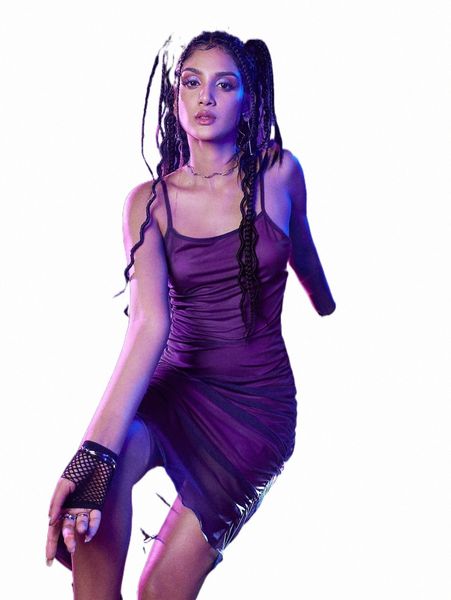 

casual dresses romwe cyber luvr contrast mesh ruched cami dress u8b9#, Black;gray