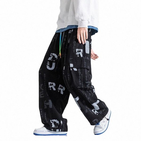 

men's pants men's pants oversize drawstring mens harajuku fashion loose hip hop streetwear style trousers z3do#, Black