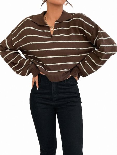 

women's sweaters striped pattern drop shoulder sweater 31pt#, White;black