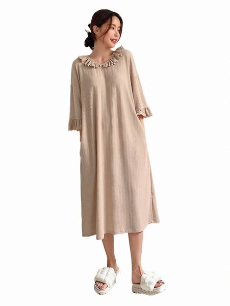 

women's sleepwear dazy plain ruffle trim nightdress w0ql#, Black;red