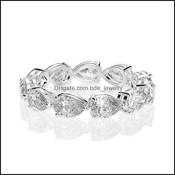 

wedding rings choucong unique sparkling luxury jewelry 925 sterling sier water drop white z cz diamond pear cut women bdejewelry dhxr4, Slivery;golden