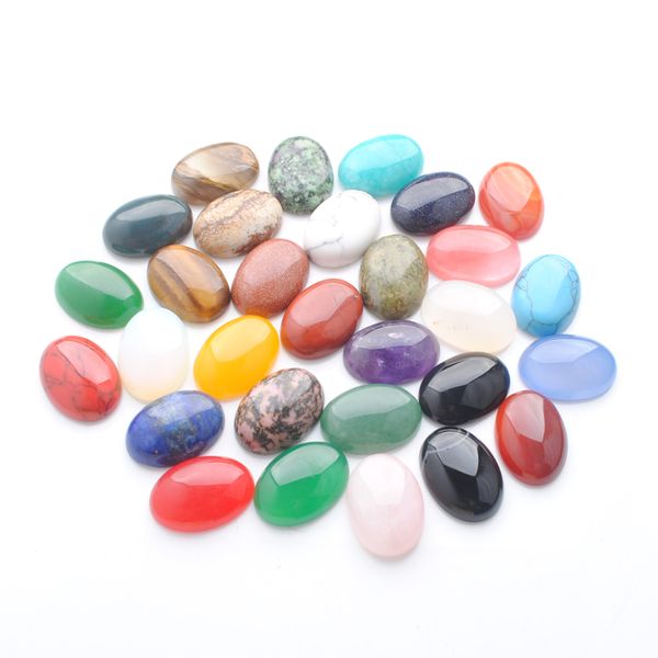 

15 colors natural gemstones oval 18x25mm cabochon no hole loose beads for diy jewelry making earrings bracelets necklace accessories bu305, Black