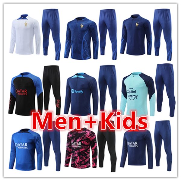 

kids mens 22 23 football training tracksuit soccer jerseys tracksuits suit sets 2022 2023 men kid jersey survetement foot chandal jacket jog, Black