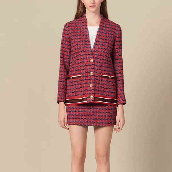 

women's suits blazers fadan autumn winter tweed v-neck coat cardigan top, White;black