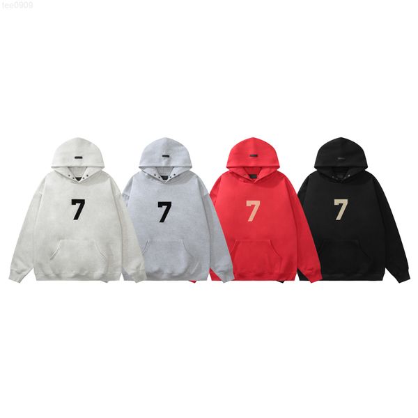 

hoodies of god season 7 new main line number 7 flocking printed hoodie, Black