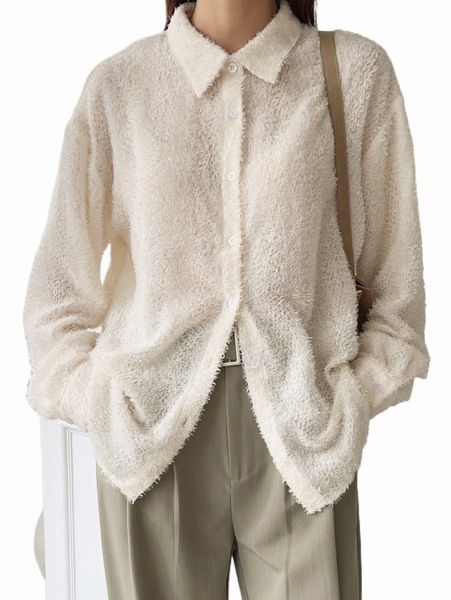 

women's blouses & shirts dazy solid button front fuzzy shirt m4bi#, White